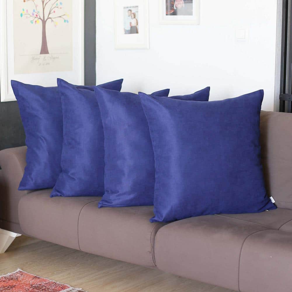 Navy Blue Polyester 26" x 26" Decorative Pillow Covers Set of 4