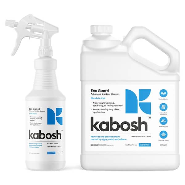 Kabosh Eco Guard 128 oz. Advanced Outdoor Multi-Surface Cleaner for Mold, Algae and Mildew Stain Removal and Prevention Kit A
