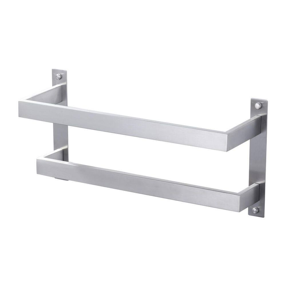16 in. Wall Mounted Stainless Steel 2-Bar Towel Rack Towel Holder for Bathroom in Brushed Nickel price history on PriceWatchPro