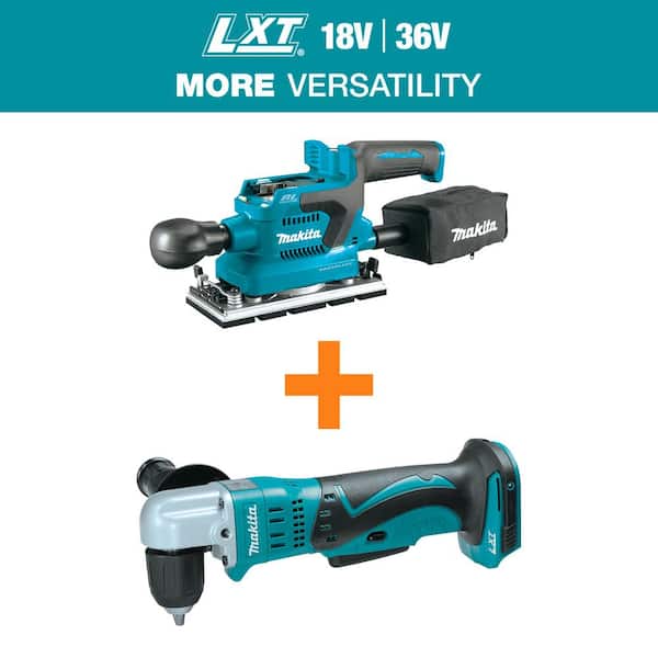 18V LXT Lithium-Ion Brushless Cordless 1/3 Sheet Finishing Sander with 18V LXT Lithium-Ion 3/8 in. Angle Drill