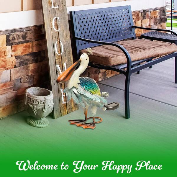 G128 Lawn and Garden Metal Pelican Solar Statue OD-1P000017-2P1