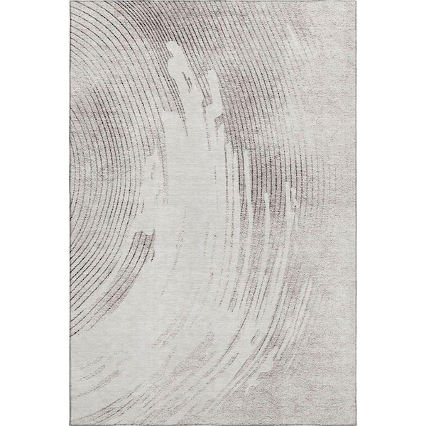 Mayfield Premium Machine Washable Abstract AMF2133 Ivory 9 ft. x 12 ft. Area Rug