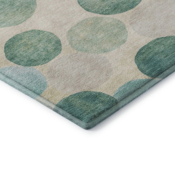 Mayfield Premium Machine Washable Abstract AMF1951 Teal 3 ft. x 4 ft. Area Rug