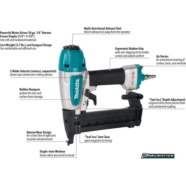 Pneumatic 18-Gauge, 1/4 in. Narrow Crown Stapler