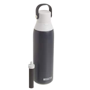 20 oz. Stainless Steel Premium Filtering Water Bottle BPA-Free, Insulated Includes 1-Filter in Silver