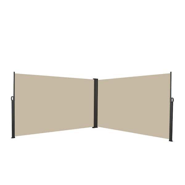Runesay 276 in. x 71 in. Beige Metal Outdoor UV Resistant Waterproof Retractable Privacy Side Screen Awning for Garden