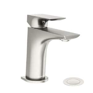 Verity Single-Hole Single-Handle Bathroom Faucet with Push Pop Drain in Satin Nickel (1.0 GPM)