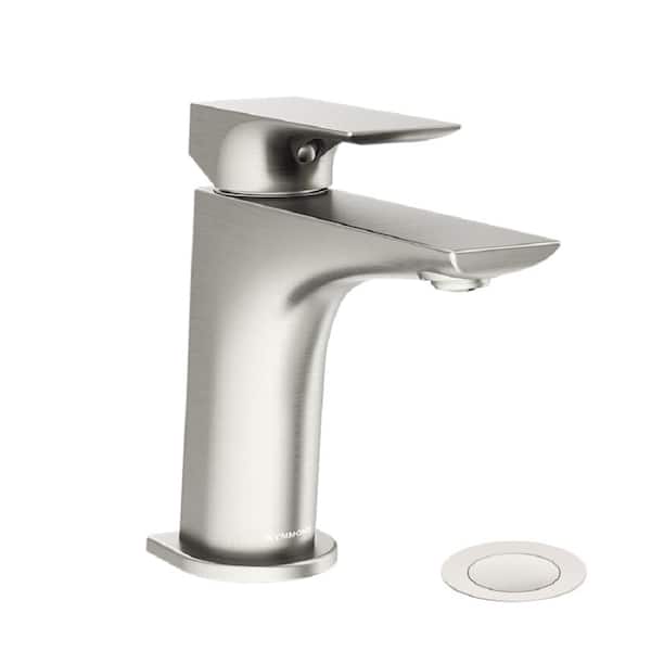 Symmons Verity Single-Hole Single-Handle Bathroom Faucet with Push Pop Drain in Satin Nickel (1.0 GPM)