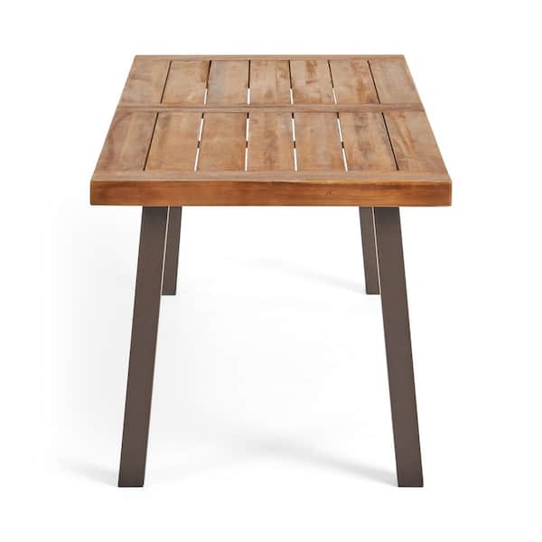 Teak Wood plus Metal Outdoor Dining Table ZN-2159 - The Home Depot