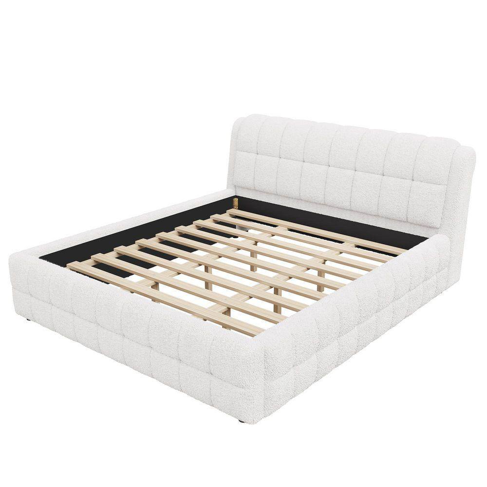 Black Wood Frame Queen Size Upholstered Platform Bed - thumbnail 10