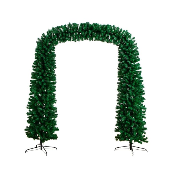 Nearly Natural 8 ft. Pre-Lit Holiday Green Pine Archway Artificial Christmas Tree with 650 Multi-function Warm White LED Lights