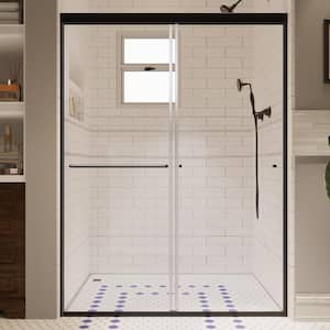 50-54 in. W x 72 in. H Sliding Framed Shower Door in Matte Black with 1/4 in. (6 mm) Tempered Clear Glass