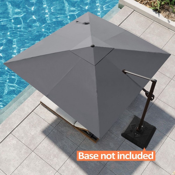 Pellebant 11 ft. x 11 ft. Square Aluminum Outdoor Heavy-Duty 360° Rotation Cantilever Patio Umbrella in Dark Gray with No Base