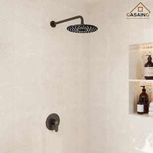 1-Spray Patterns 10 in. Wall Mount Shower System Fixed Shower Head in Matte Black (Valve Included)