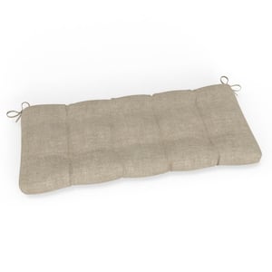 Solid Twill 48 in W x 5 in H Rectangular Outdoor Tufted Blown Bench Cushion with Ties 1-Count in Splash Wheat