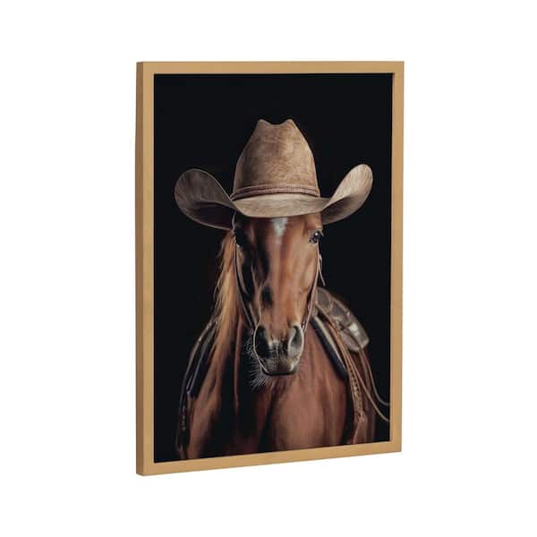 Gallery Horse Wearing a Western Cowboy Hat by Gold Framed Art Print 12 in. x 16 in.
