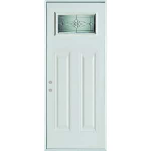 32 in. x 80 in. Victoria Classic Zinc Rectangular Lite 2-Panel Painted White Right-Hand Inswing Steel Prehung Front Door