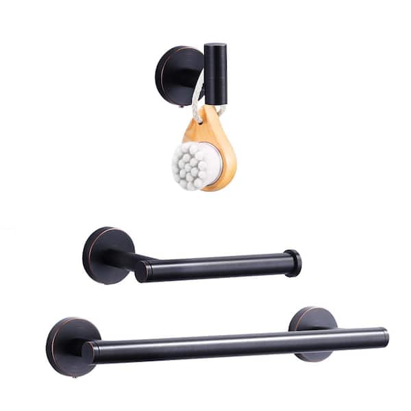 IVIGA 3-Piece Bath Hardware Set with Towel Hook, Toilet Paper Holder and Towel Bar in Oil Rubbed Bronze