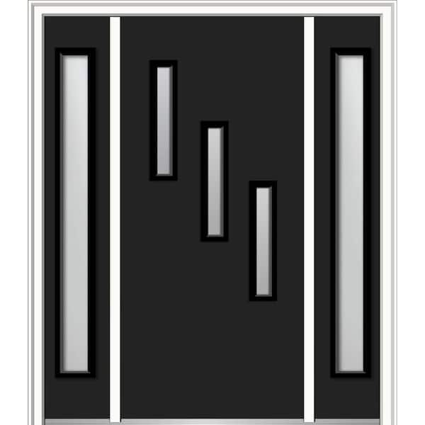 MMI Door 68.5 in. x 81.75 in. Davina Left-Hand Inswing 3-Lite Clear Low-E Painted Steel Prehung Front Door with Sidelites