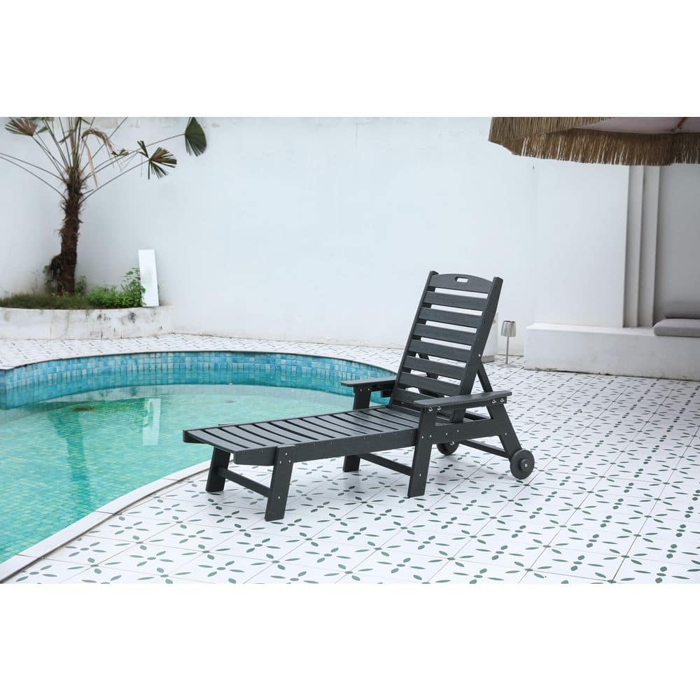 75.20 x 28.74 x 39.17 in. Outdoor Gray Folding Lounge Chair For Garden Swimming Pool Beach, High-Density Polyethylene price history on PriceWatchPro