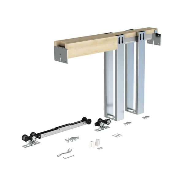 CALHOME Soft Close and Open 24 in. to 36 in. x 84 in. Aluminum Upright Universal Pocket Door Frame for 2 in. x 4 in. Stud Wall