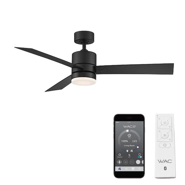 WAC Lighting San Francisco 52 in. Integrated LED Indoor and Outdoor 3-Blade Smart Ceiling Fan Matte Black with Remote 3000k