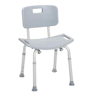 19.5 in. Adjustable Shower Seat with Back, Suction Feet for Inside Shower or Tub in Gray
