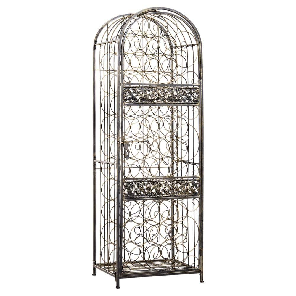 Tileon 45 Bottle Wrought Iron Wine Rack Jail with Lock