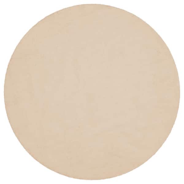 Nourideaux Light Brown 5 ft. x 5 ft. Circle Rug Fluffy Faux Fur Rug Furry Fuzzy Rug Round Area Rug