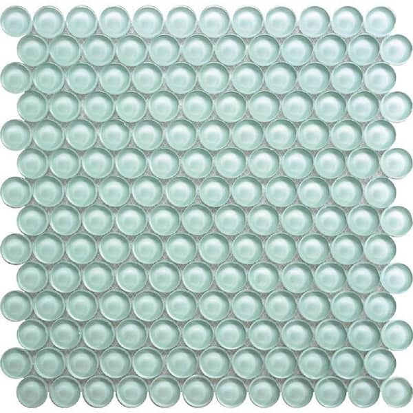 Apollo Tile Ice 4 in. x 5 in. Penny Round Polished Glass Mosaic Tile Sample (0.13 sq. ft./Piece)