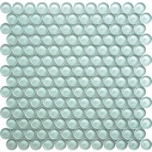 5 pack 12-in x 12-in Ice Penny Round Polished Glass Mosaic Tile (5 Sq ft/Case)