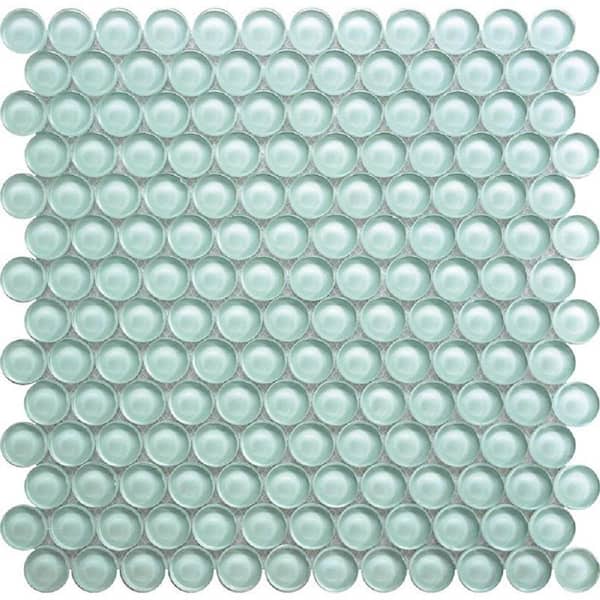 Apollo Tile 5 pack 12-in x 12-in Ice Penny Round Polished Glass Mosaic Tile (5 Sq ft/Case)