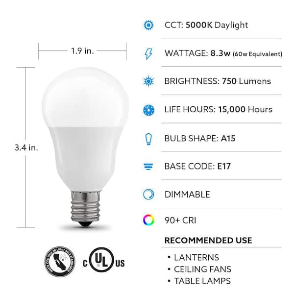 Feit Electric 60W Equivalent A15 Intermediate E17 Dimmable CEC