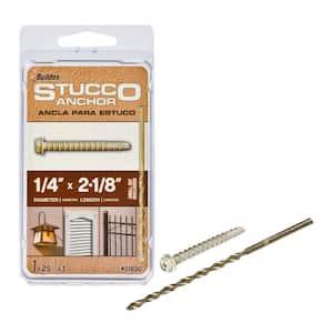 1/4 in. x 2-1/2 in. Steel Hex-Washer-Head Stucco Anchors with Drill Bit (25-Pack)