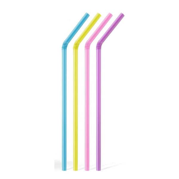 Colorful Multicolor Disposable Poly Lactic Acid Plant-Based Flexible Drinking Straws Eco Friendly 200 Per Case