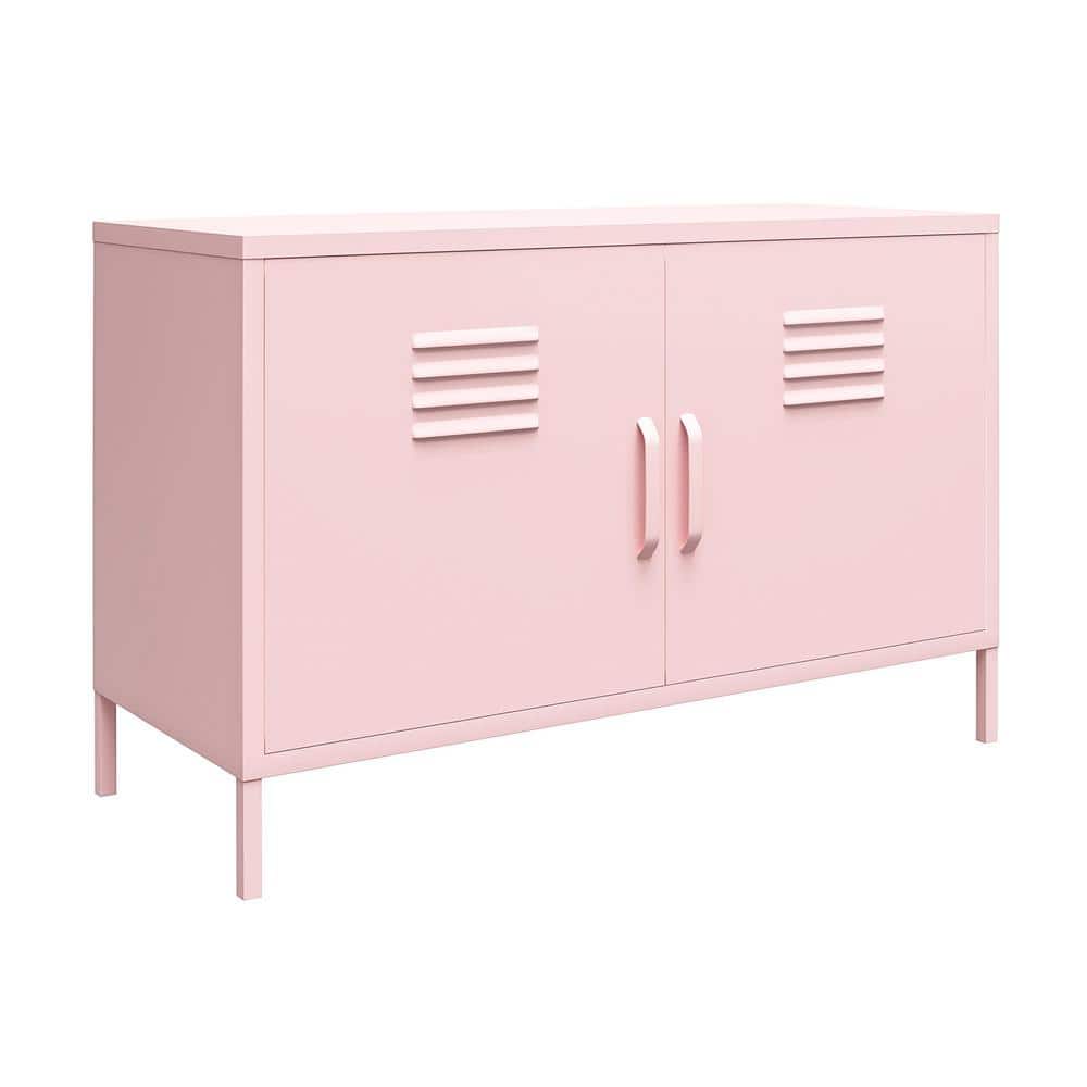Bashful Pink Metal Locker Accent Cabinet with Adjustable Shelving