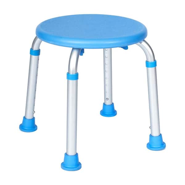 Hercules 14.25 in. W Adjustable Height Plastic Shower Bench with Height-Adjust Frame and Tool-Free Assembly in Blue