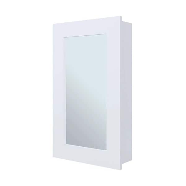 Unbranded White 15.3 in W x 25.7 in. H Modern Rectangle Particle Board Framed Mirror Wall Mirror Bathroom Vanity Mirror