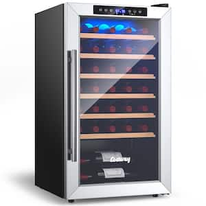 Cellar Cooling Unit in Black with Tempered Glass Door 20 Inch Cooler Refrigerator for 33 Bottles