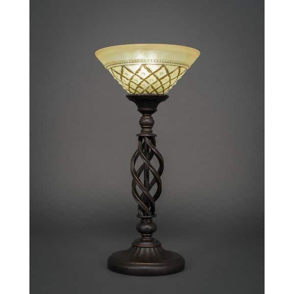 Unbranded Olympia 20.25 in. Dark Granite Rechargeable Integrated LED Bedside Table Lamp for Living Room with Glass Shade