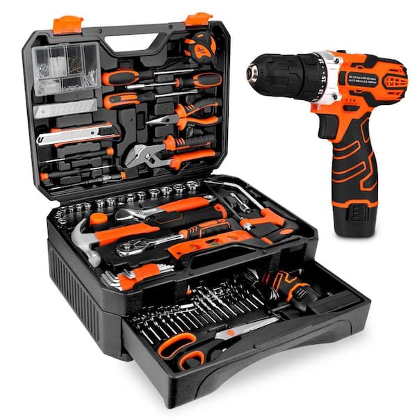 255-Piece Tool Set, Tool Kit with Cordless Drill Driver, Toolbox Storage Case with Drawer, General Household Drill Set