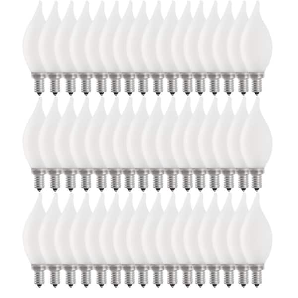 Feit Electric 60-Watt Equivalent BA10 E12 Candelabra Dimmable Filament CEC Frosted Glass Chandelier LED Light Bulb, Daylight (48-Pack)