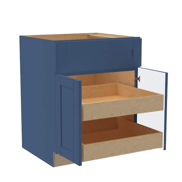 Home Decorators Collection Washington Vessel Blue Plywood Shaker Assembled Base Kitchen Cabinet FH 2 ROT Soft Close 27 in W x 24 in D x 34.5 in H