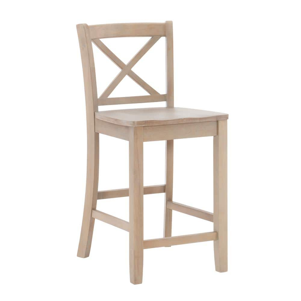 Linon Home Decor Hubbard 24 In Seat Height Greywash High Back Wood   Graywash Linon Home Decor Bar Stools Thd04760 64 1000 