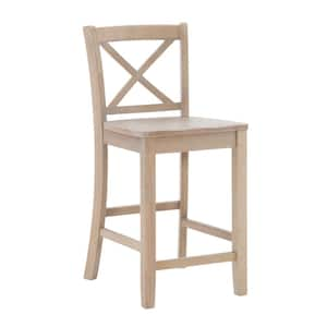 Hubbard 24 in. Seat Height Greywash High back wood frame Counter stool with wood seat 1 stool