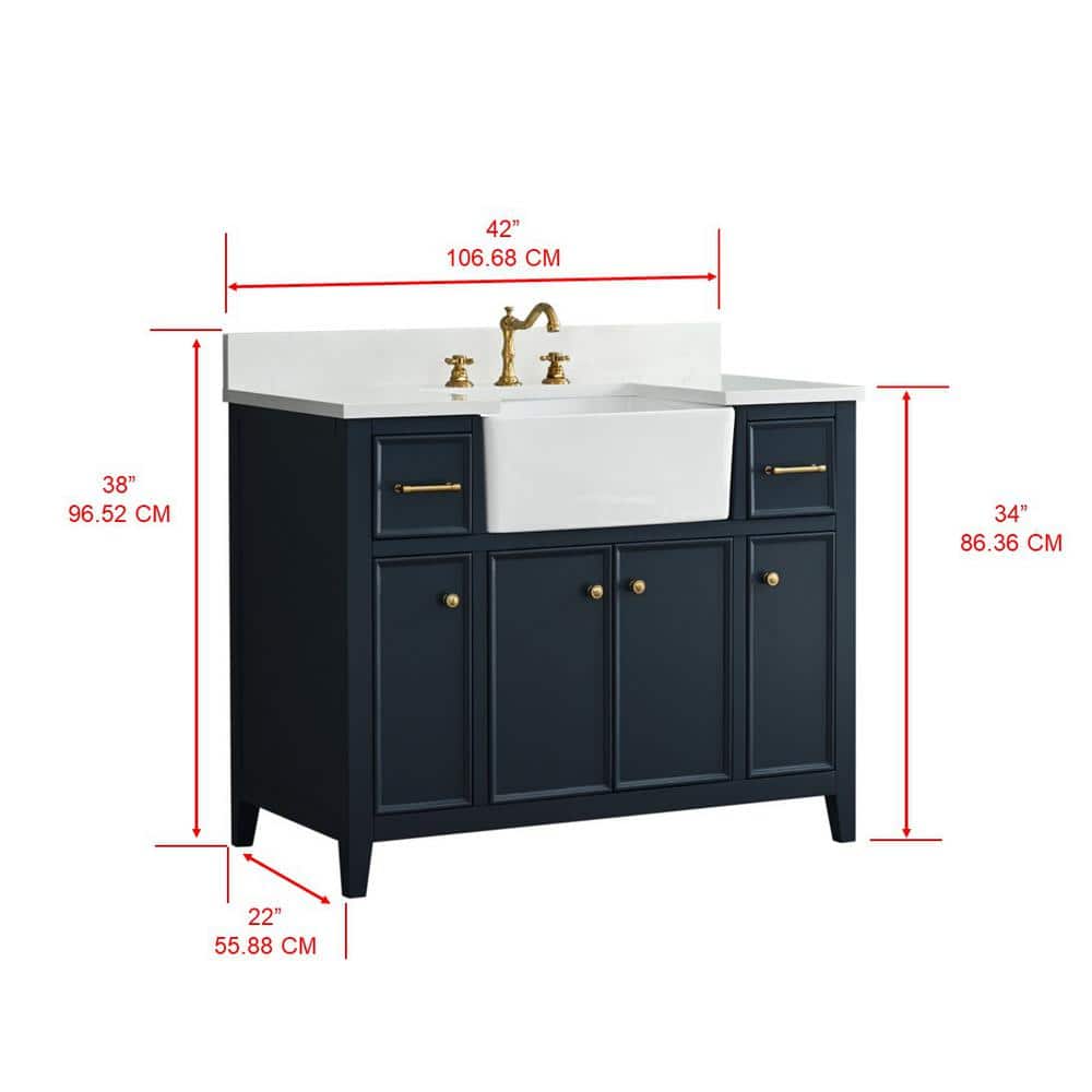 Indigo Blue Single Bathroom Vanity with White Ceramic Sink