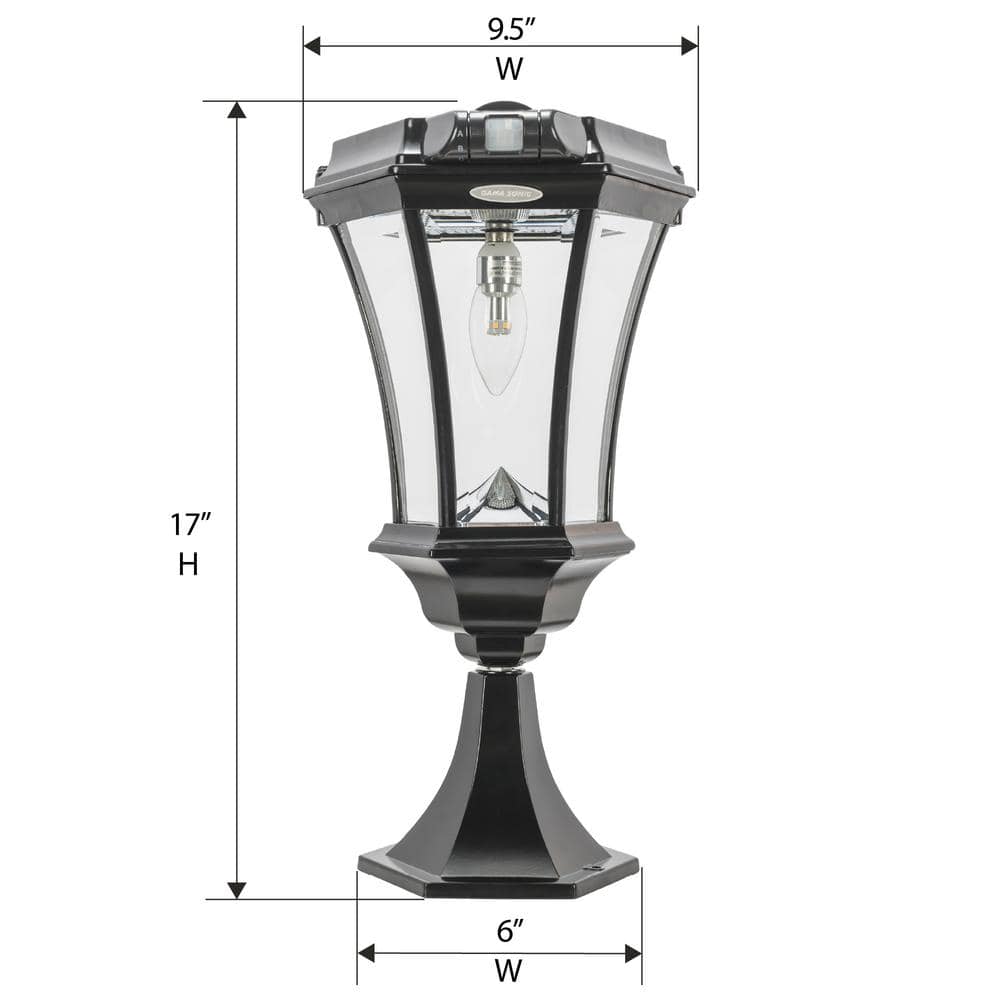 Victorian Black Aluminum Solar LED Lamp Post with Motion Sensor