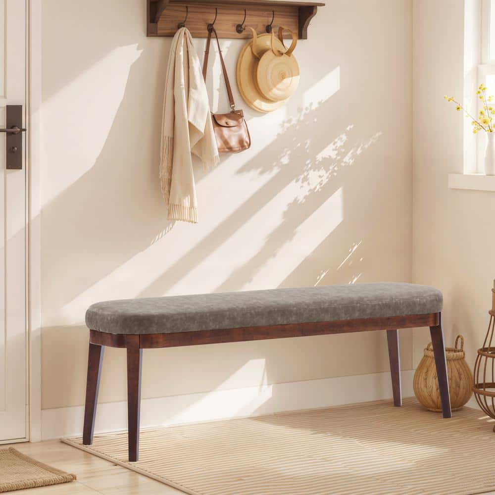 Forma Modern Upholstered PU Leather Ottoman Bedroom Bench, Rubberwood, Brown