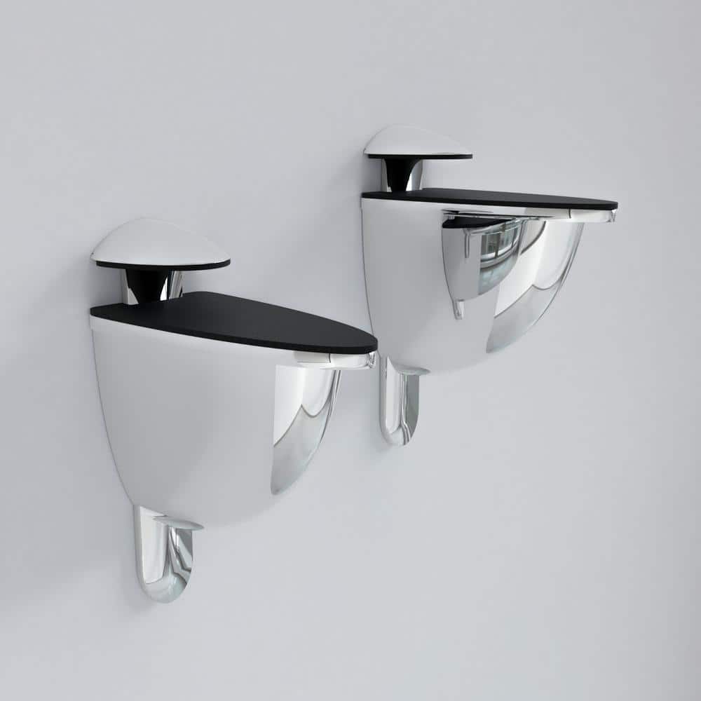 Polished Chrome Finish 27" Rectangle Floating Glass Shelf