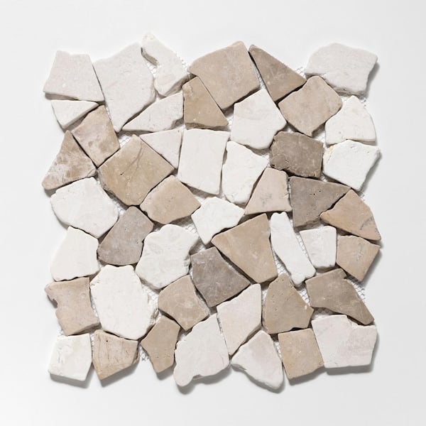 Fit Mosaic Tile Sample Color Tan and White 4 in. x 6 in.